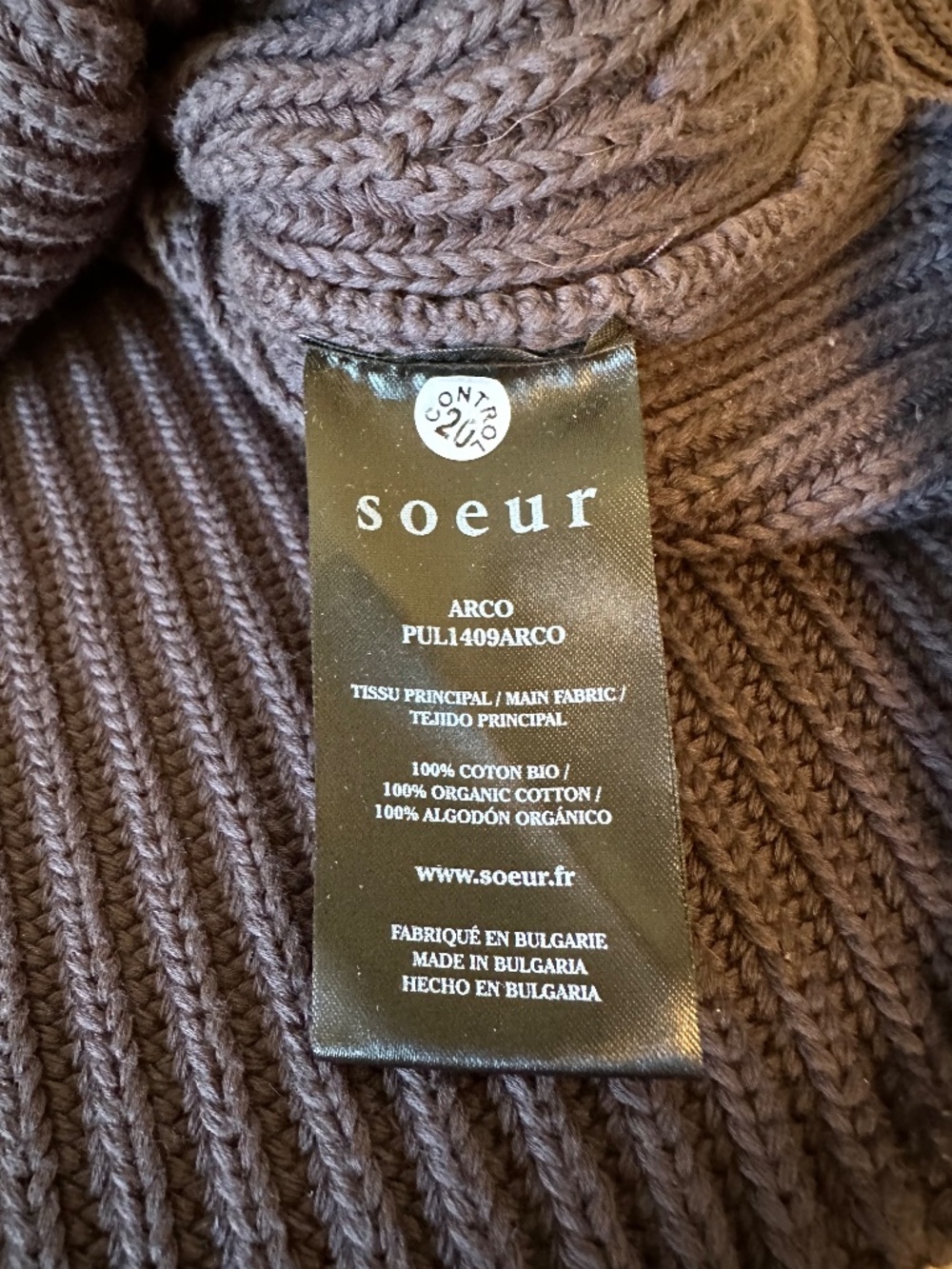 Soeur Arco Chunky Knit Asymmetrical Cotton Sweater in Charcoal | Size 1 (Small) - Picture 7 of 7